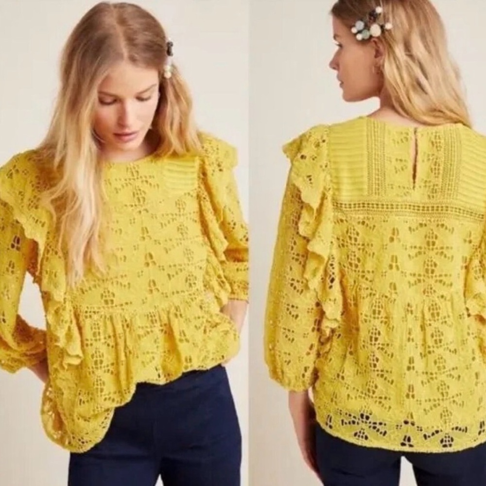 Anthropologie Clementine Blouse
Eyelet Ruffle Pullover Top Size 14 Blouse - Picture 7 of 8